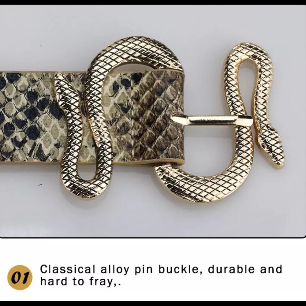 Snakeskin gold buckle and Pattern Belt - Picture 2 of 3